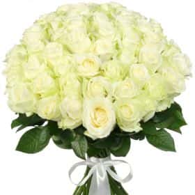 Букет из 51 белой розы "Аваланж"