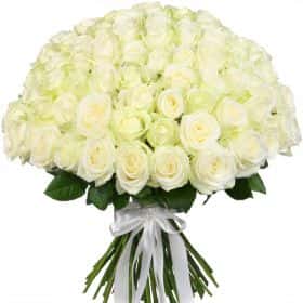 Букет из 75 белых роз "Аваланж" 70 см