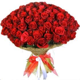 Букет из 101 красной голландской розы 70 см