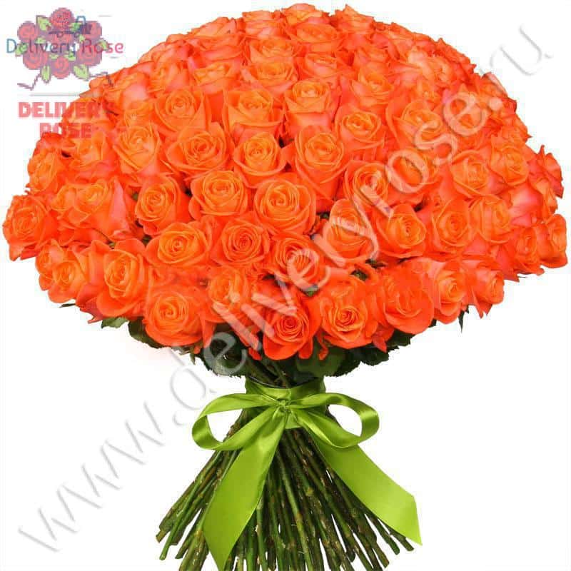 Букет из 101 оранжевой розы ВАУ 70 см
