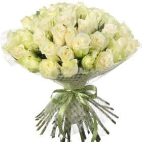 Букет из 51 белой розы "Атена"