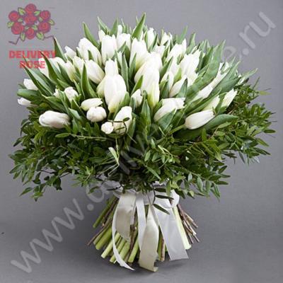 Букет «101 белый тюльпан»