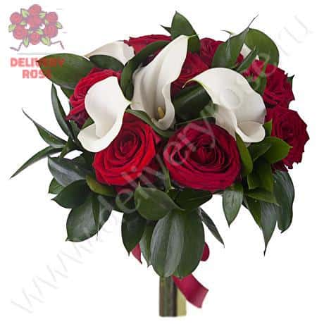Букет с розами и каллами «Элеганс» (малый)