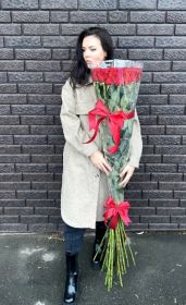 25 гигантских красных роз 150см