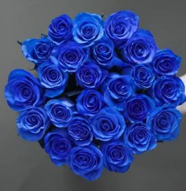 Букет из 25 натуральных синих роз 70-90 см