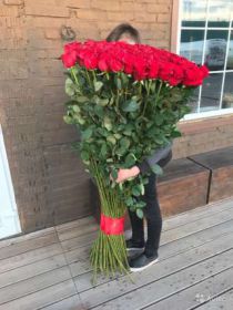 25 гигантских красных роз 160 см