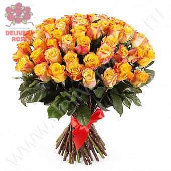 Букет Золотая лихорадка (51 роза)