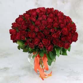 Букет из 101 красной розы 40 см. VIP