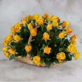 51 желтая роза 40 см. в корзине Cтандарт