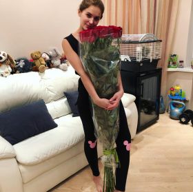 17 гигантских красных роз 160 см