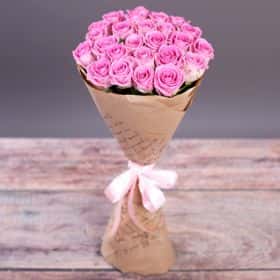Букет из 25 розовых роз «Аква»