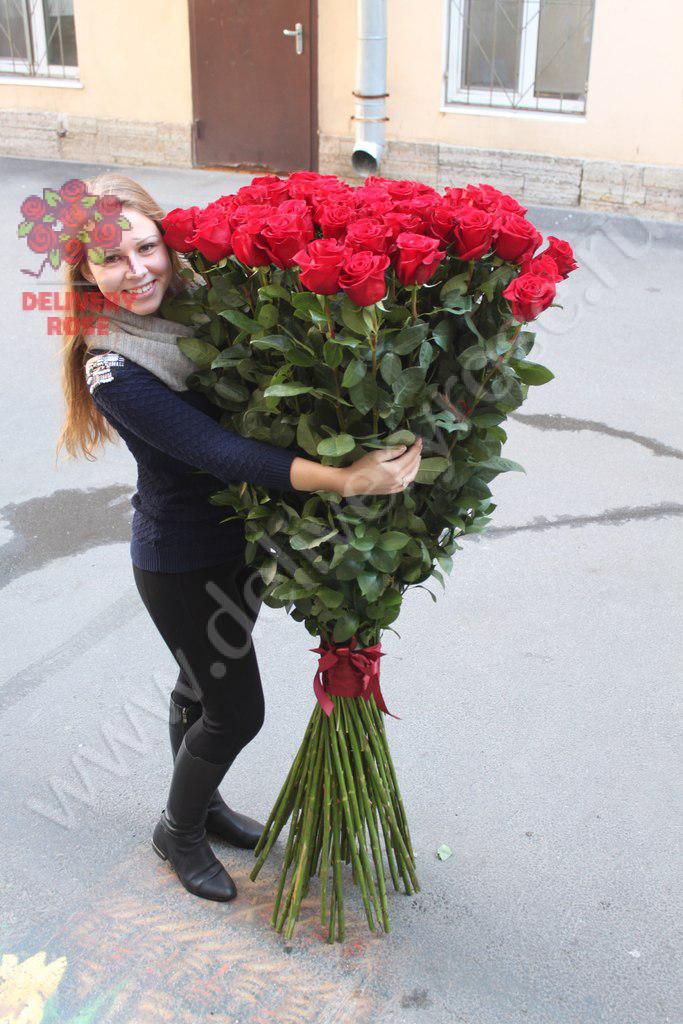 45 гигантских красных роз 150см